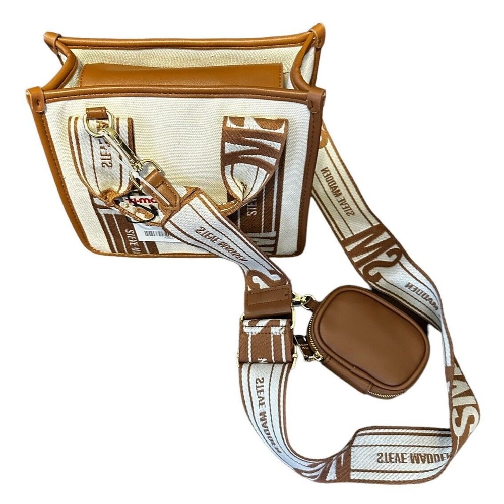 Steve Madden BWEBBER Satchel Crossbody Bag With AirPod Case Brown Tan Tik Tok